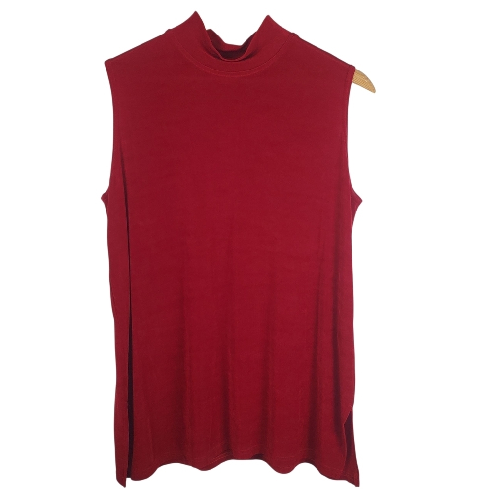Vntg Bold Red Mock Neck Tank. Holiday Layering Top. LG/XL. #0200
